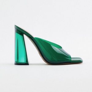 Zara Green Vinyl Sandals